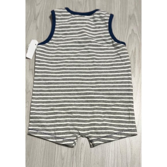 Mud Pie gray 3-6m NWT Digger shortall Jon jon romper tractor construction - Picture 2 of 2